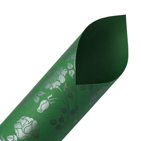 scrapbook verde escuro floral prata 180g