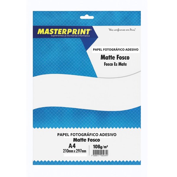 papel fotografico masterprint matte adesivo 108g a4