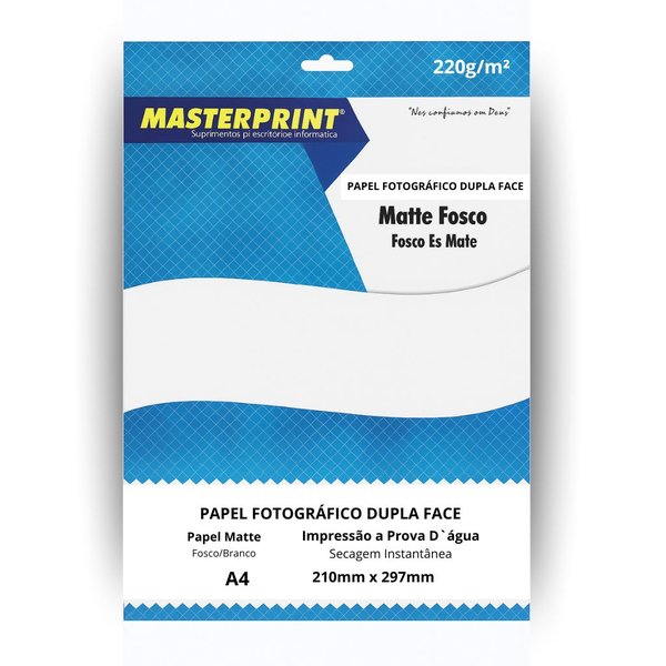 papel fotografico matte dupla face masterprint 220g a4